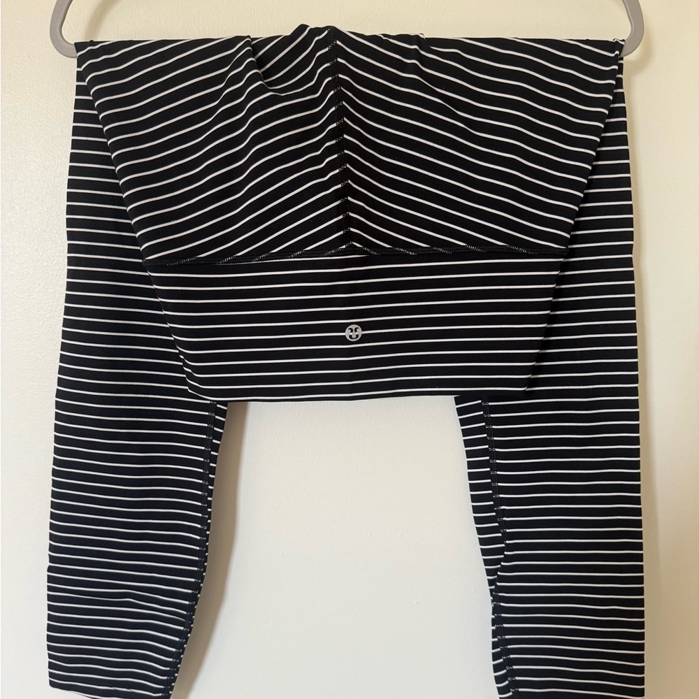 Lululemon Athletica Black and White Striped Leggings